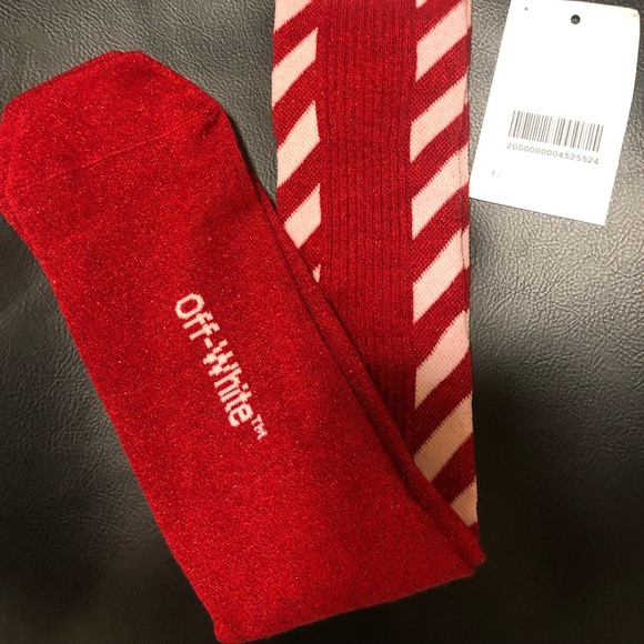 off white red socks